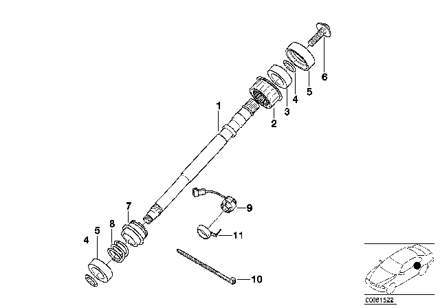 2000 BMW Z8 Steering Column - Steering Spindle Diagram