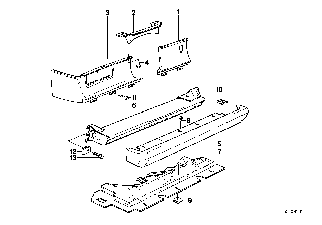 1988 BMW 535i Covering Dashboard Lower Airbag Diagram