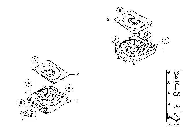 2007 BMW M6 Central Woofer Trim Diagram for 65136921703