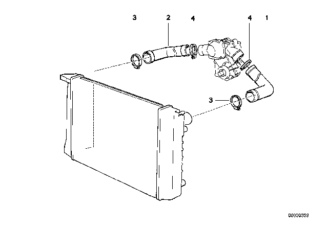 1992 BMW 750iL Cooling System - Water Hoses Diagram