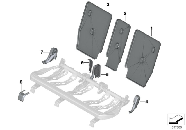 2018 BMW X1 Seat, Rear, Seat Trims Diagram 1