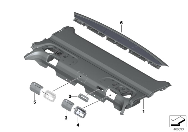 2019 BMW 750i xDrive REAR WINDOW SHELF IN ALCANTA Diagram for 51467989537