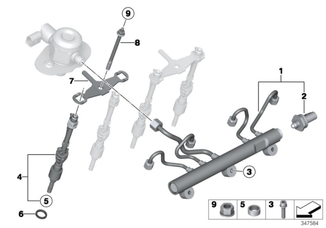 2014 BMW M6 High-Pressure Rail / Injector / Mounting Diagram