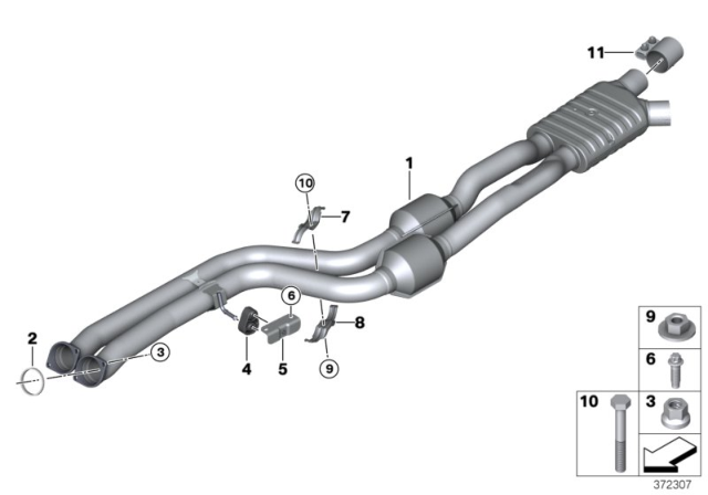 2019 BMW M4 Catalytic Converter / Centre Muffler Diagram