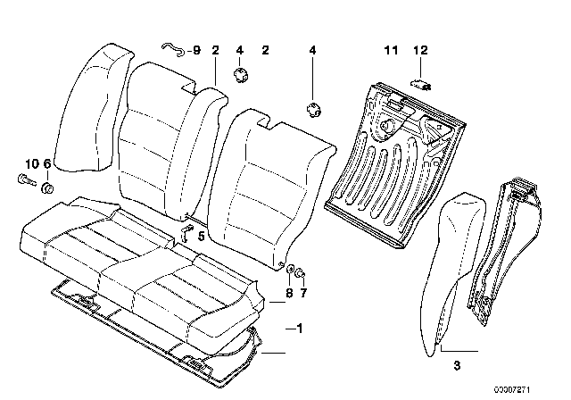 1997 BMW 328i Seat, Rear, Backrest Trims Diagram