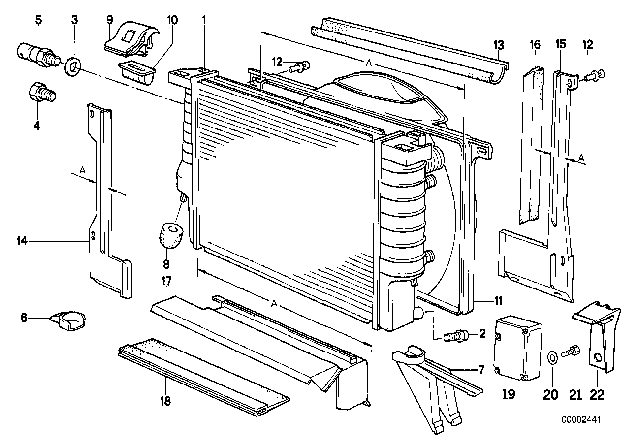 1992 BMW 535i Transmission Oil Cooler Radiator Diagram for 17111723467