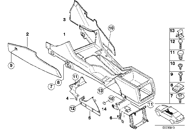 2000 BMW 540i Centre Console Diagram