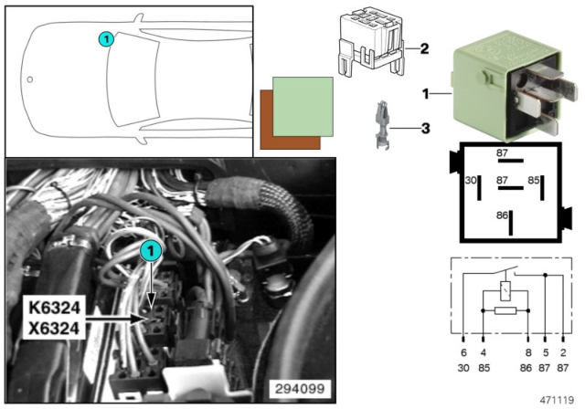 2001 BMW 740iL Relay, Starter Motor Diagram 1