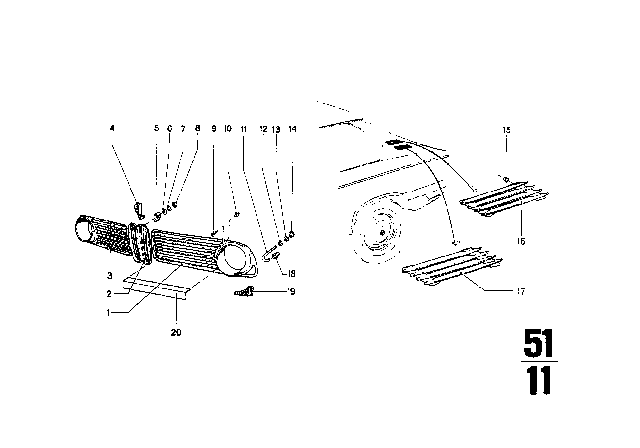 1968 BMW 2002 Grille Diagram