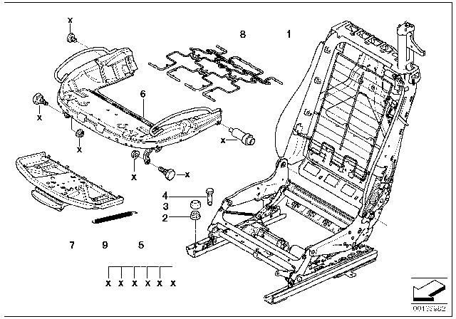 2009 BMW 650i Seat, Front, Seat Frame Diagram