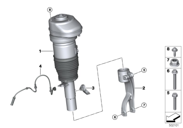 2020 BMW X6 AIR SPRING STRUT, FRONT LEFT Diagram for 37106892425