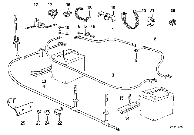 1993 BMW 850Ci Negative Battery Cable Diagram for 12421737732