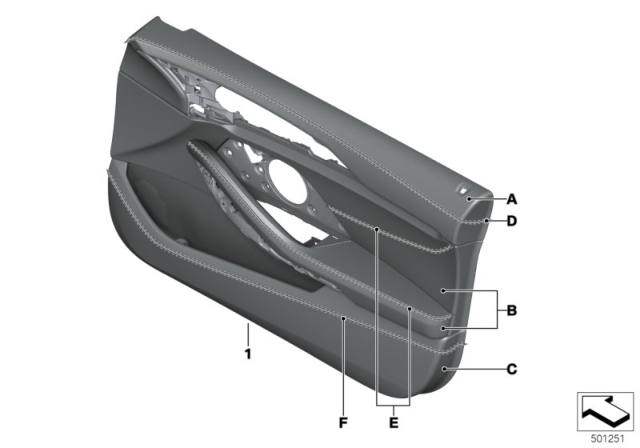 2020 BMW 840i Gran Coupe Individual Door Trim Panel Diagram 2