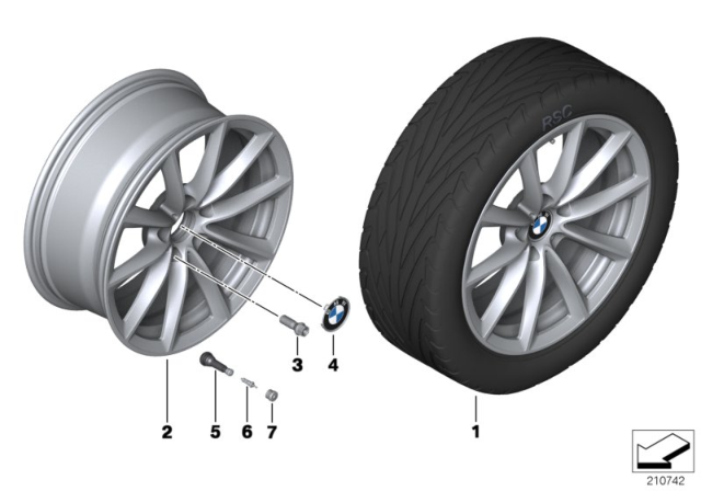 2015 BMW X1 Disc Wheel, Light Alloy, Bright-Turned Diagram for 36116789149