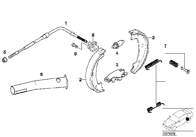 2002 BMW M3 Parking Brake / Brake Shoes Diagram