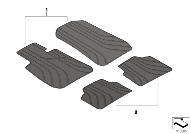 2012 BMW 328i Floor Mats Diagram 1