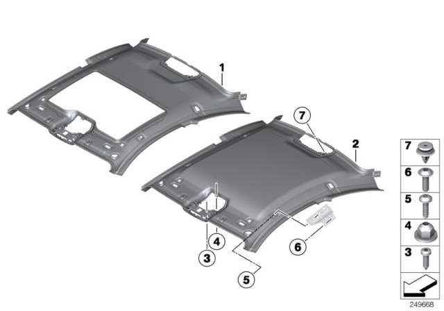 2016 BMW M6 Moulded Roofliner, Alcantara Diagram for 51448052658