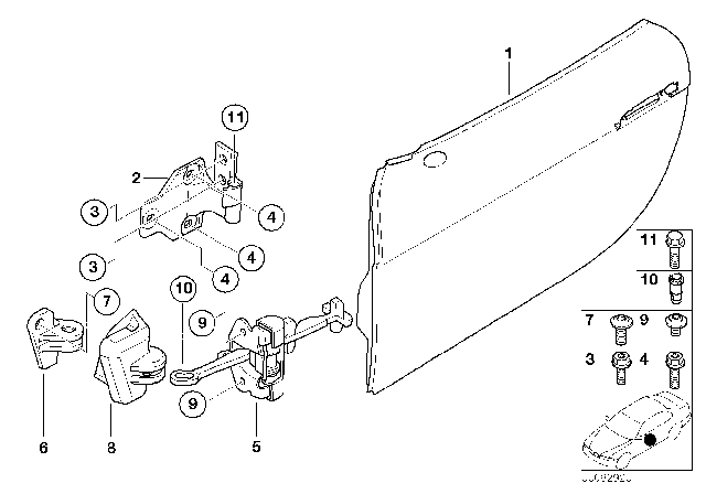 2002 BMW Z8 Cover, Support, Door Brake, Left Diagram for 51217015007