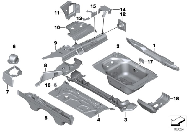 2009 BMW Z4 Mounting Parts For Trunk Floor Panel Diagram