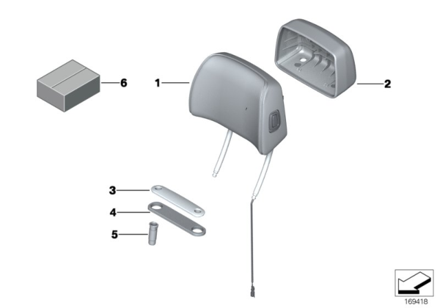 2013 BMW 535i xDrive Seat, Front, Head Restraint Diagram