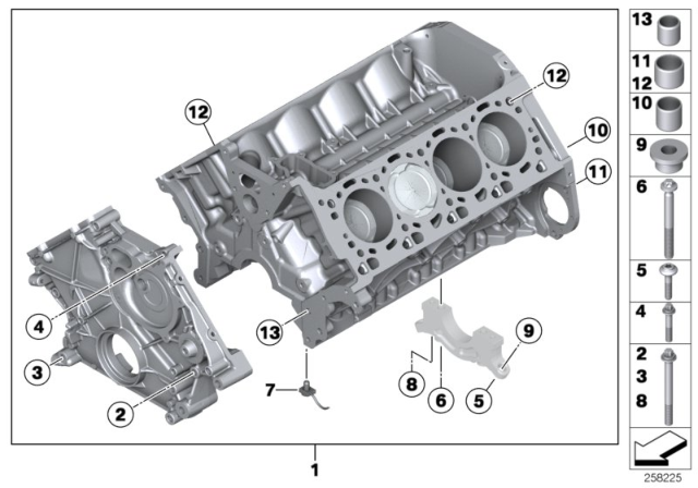 2018 BMW M6 Engine Block & Mounting Parts Diagram 1