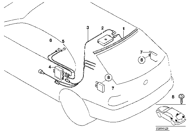 2003 BMW X5 Antenna Cable Diagram for 61128386392