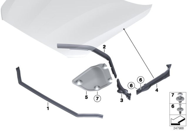 2017 BMW 230i xDrive Bonnet Seals Diagram