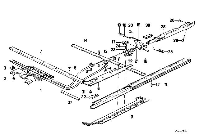 1987 BMW M6 Single Parts For Sliding Lifting Roof Diagram