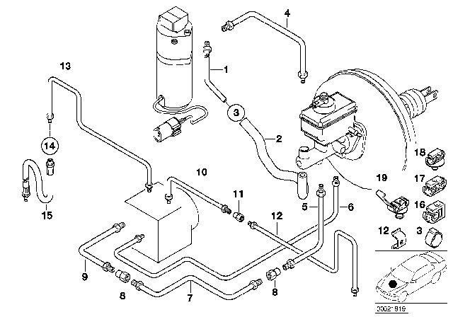 1996 BMW 740iL Front Brake Pipe ASC/DSC Diagram