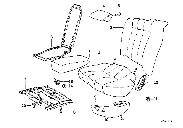 1988 BMW 750iL Rear Seat 2-Door / Single Parts Diagram