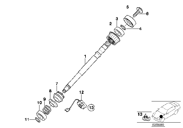 2000 BMW Z3 Steering Column - Steering Spindle Diagram