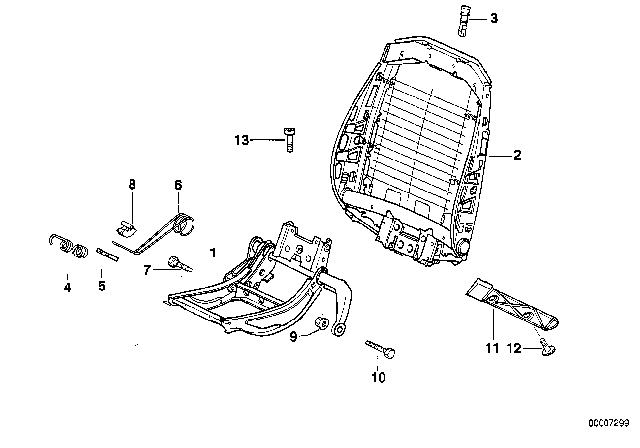 1997 BMW 318ti Front Seat Backrest Frame Diagram