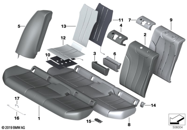 2020 BMW 540i Foam Section, Backrest, Right Diagram for 52207386048