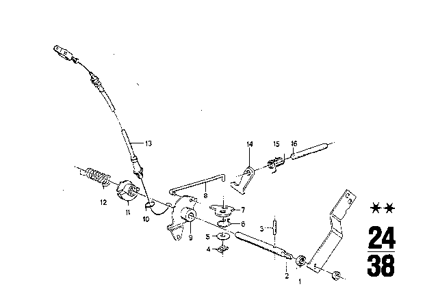 1976 BMW 3.0Si Gear Shift / Parking Lock (ZF 3HP22) Diagram 1