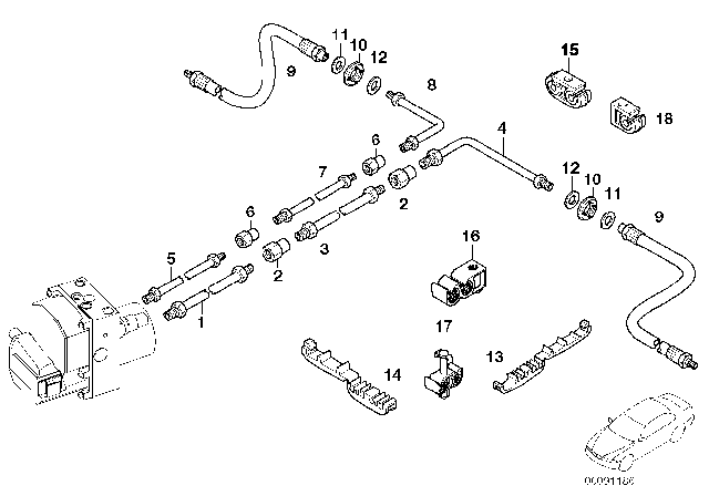 2007 BMW Alpina B7 Brake Pipe, Rear Diagram