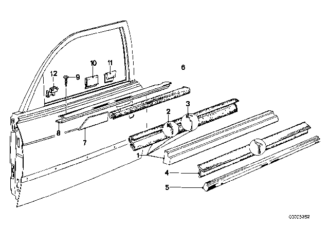 1975 BMW 530i Moulding Front Right Diagram for 51211864690