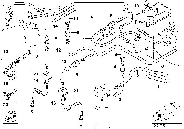 1998 BMW 540i Front Brake Pipe, DSC Diagram