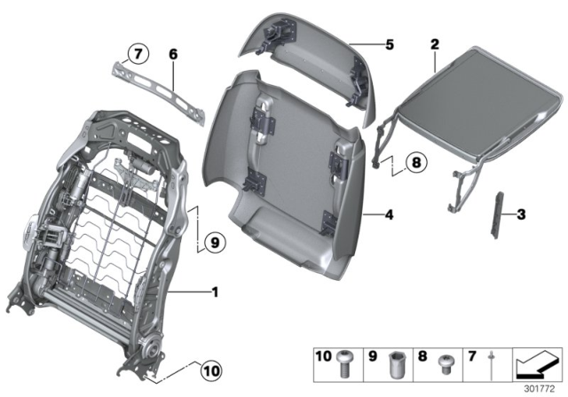 2015 BMW 740Li xDrive Seat, Front, Folding Table Diagram