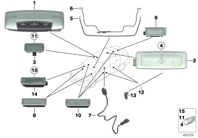 2018 BMW 430i Various Lamps Diagram