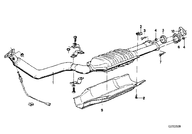 1980 BMW 633CSi Exhaust Pipe, Catalytic Converter Diagram 1