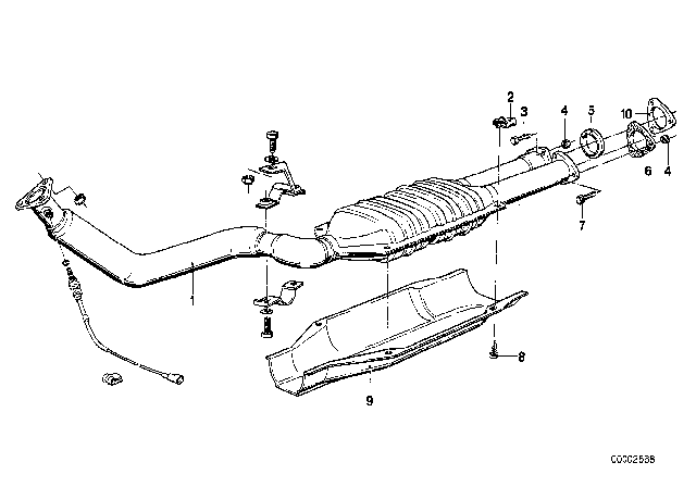 1981 BMW 633CSi Catalytic Converter Exhaust Pipe Diagram for 11761271518