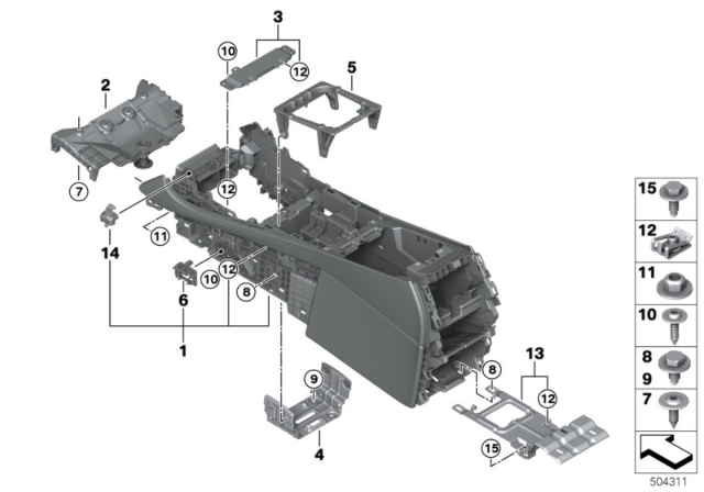 2020 BMW X7 Centre Console Diagram