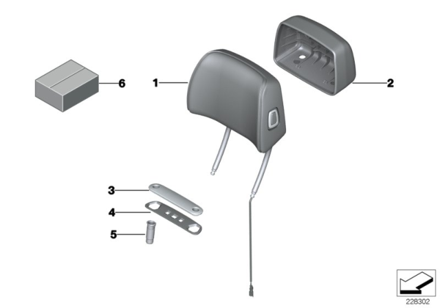 2012 BMW 750i Seat, Front, Head Restraint Diagram