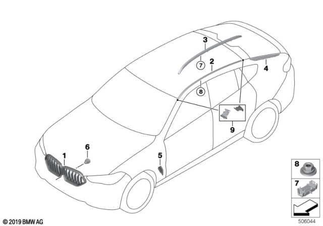 2020 BMW X6 GRILL FRONT Diagram for 51137481387