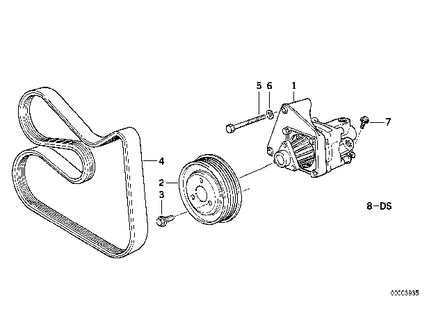 1997 BMW 318ti Hydro Steering - Vane Pump Diagram