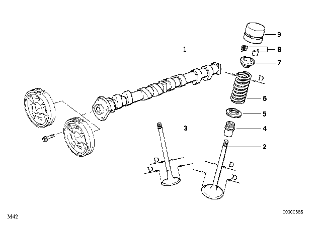 1995 BMW 318i Valve Timing Gear, Camshaft Diagram 2