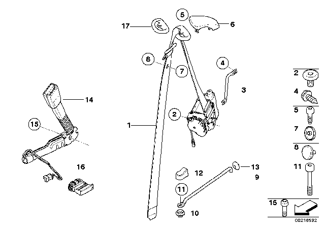 2013 BMW 128i Safety Belt Front Diagram