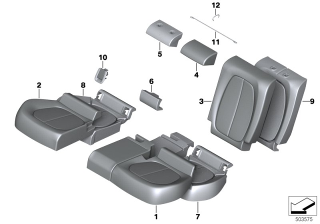 2020 BMW X1 Seat, Rear, Cushion & Cover Diagram 3