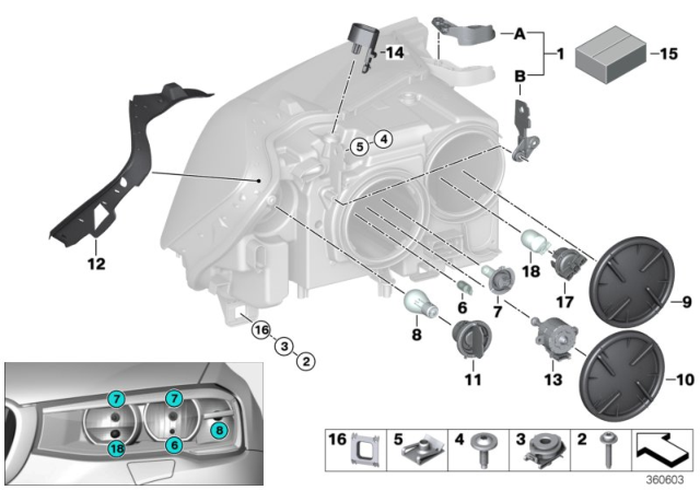 2017 BMW X4 Individual Parts For Headlamp, Halogen Diagram