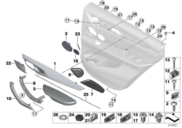 2014 BMW X5 Mounting Parts, Door Trim Panel Diagram 2